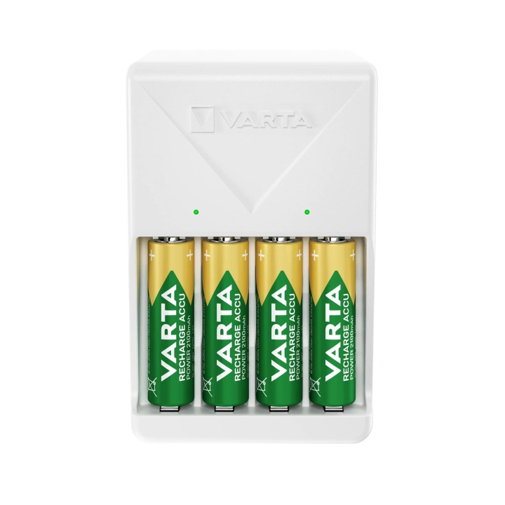 Varta Stekkerlader, inclusief 4x AA 2100 mAh in de groep HOME ELECTRONICS / Batterijen & Opladers / Batterijoplader bij TP E-commerce Nordic AB (C60816)