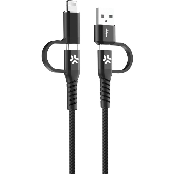 Celly 4-i-1-kabel USB-C/USB-A till USB-C/Lightning Max 60W 2 m Svart in de groep SMARTPHONE & TABLETS / Opladers & Kabels / Kabels / Kabels Lightning bij TP E-commerce Nordic AB (C61392)