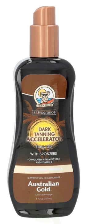 Australian Gold Accelerator Spray Gel 237 ml Dark Tanning + With Bronzers / Aloe Vera + Vitamine / Dark tanning Formula in de groep BEAUTY & HEALTH / Huidsverzorging / Zonnebank / Zonnebescherming bij TP E-commerce Nordic AB (C61849)