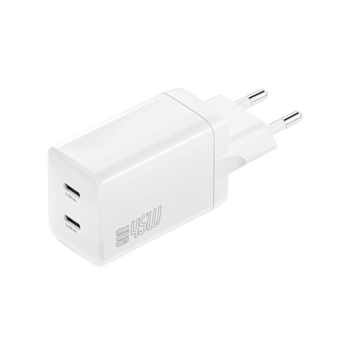 4smarts Wall Charger PDPlug Dual 45W GaN 2C white in de groep HUISHOUDEN & TUIN / Elektriciteit & Verlichting / Stroomadapters bij TP E-commerce Nordic AB (C61964)