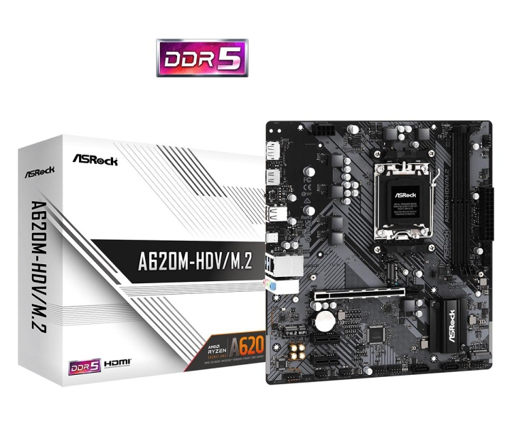 ASRock A620M-HDV/M.2 Micro-ATX AM5 AMD A620 in de groep COMPUTERS & RANDAPPARATUUR / Computeronderdelen / Moederbord bij TP E-commerce Nordic AB (C62554)