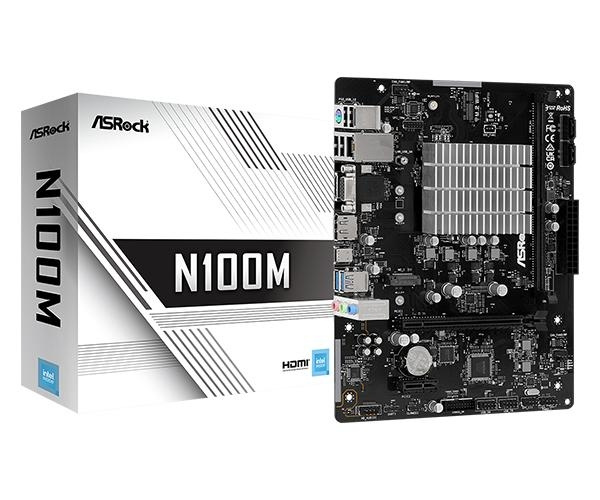 ASRock N100M Intel Q-Core - Retail in de groep COMPUTERS & RANDAPPARATUUR / Computeronderdelen / Moederbord bij TP E-commerce Nordic AB (C62559)