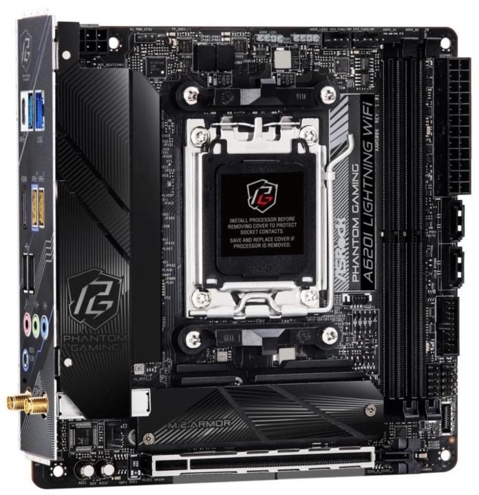 ASRock Phantom Gaming A620I Lightning WiFi Micro-ATX Socket AM5 AMD A620 in de groep COMPUTERS & RANDAPPARATUUR / Computeronderdelen / Moederbord bij TP E-commerce Nordic AB (C62582)