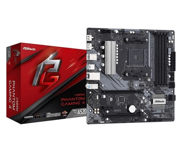 ASRock A520M Phantom Gaming 4 - mATX - A520 - AM4 - Moderkort in de groep COMPUTERS & RANDAPPARATUUR / Computeronderdelen / Moederbord bij TP E-commerce Nordic AB (C62648)