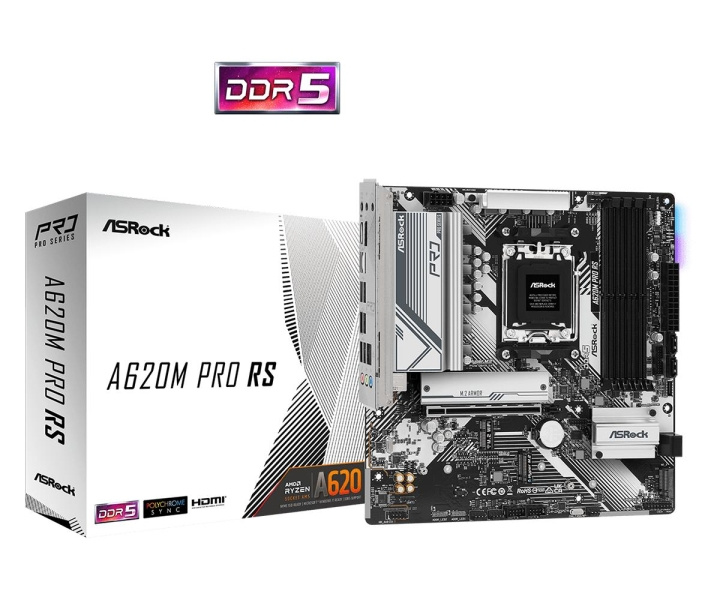 ASRock A620M PRO RS - mATX AM5 in de groep COMPUTERS & RANDAPPARATUUR / Computeronderdelen / Moederbord bij TP E-commerce Nordic AB (C62693)