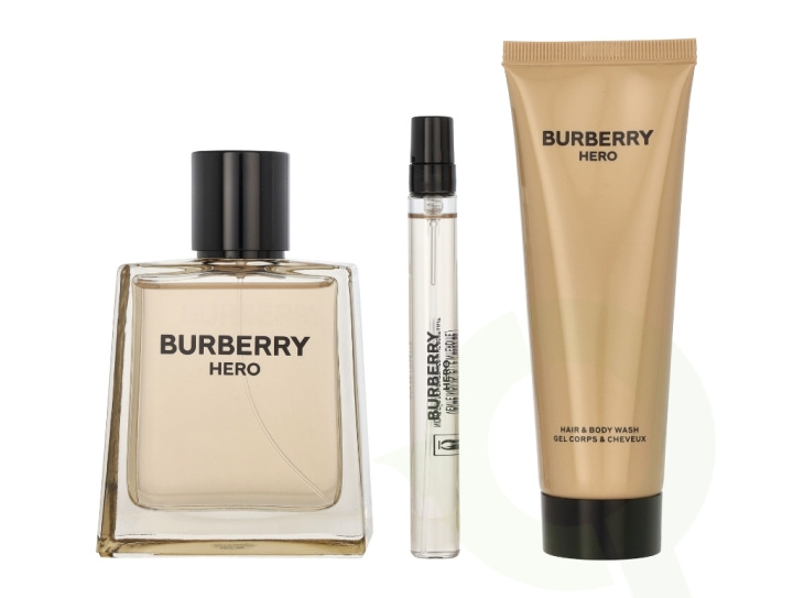 Burberry Hero Giftset 185 ml Edt Spray 100ml/Edt 10ml/Hair & Body Wash 75ml in de groep BEAUTY & HEALTH / Cadeausets / Cadeausets voor haar bij TP E-commerce Nordic AB (C62957)