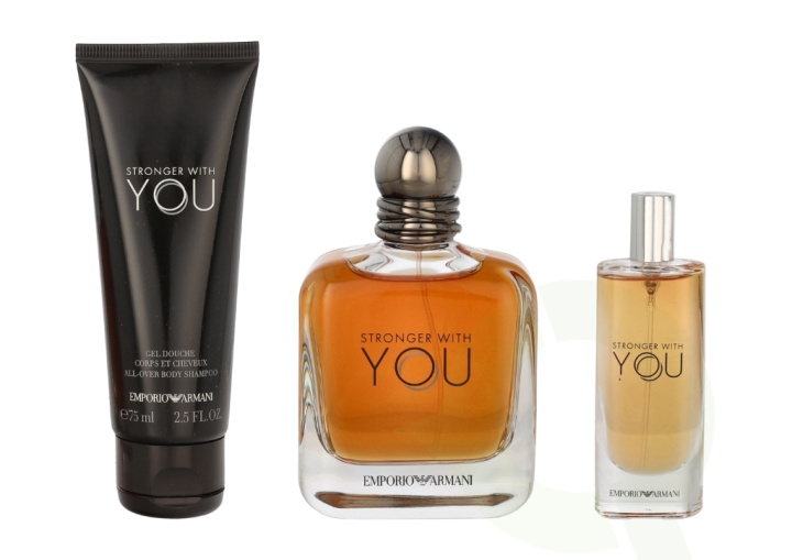 Armani Stronger With You Giftset 190 ml Edt Spray 100 ml Shampoo 75ml Edt 15 ml in de groep BEAUTY & HEALTH / Cadeausets / Cadeausets voor hem bij TP E-commerce Nordic AB (C62971)