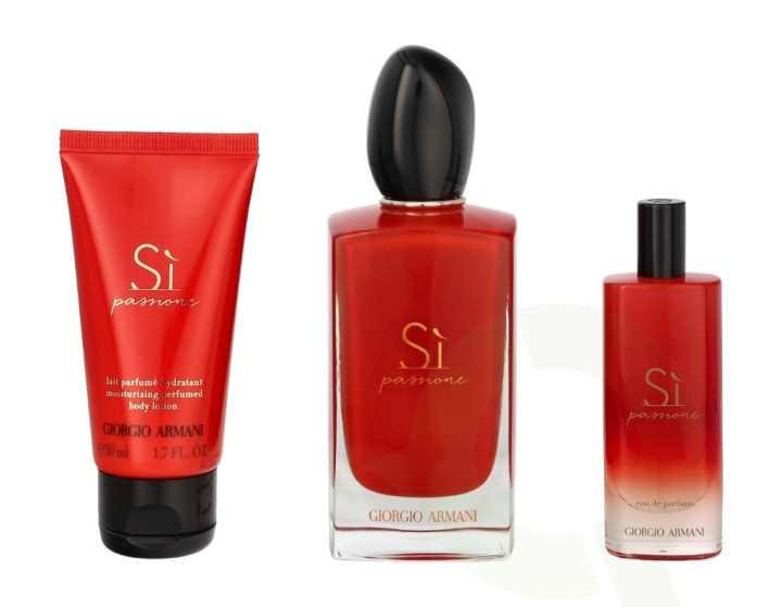 Armani Si Passione Giftset 165 ml Edp Spray 100ml/Edp 15ml/Body Lotion 50ml in de groep BEAUTY & HEALTH / Cadeausets / Cadeausets voor haar bij TP E-commerce Nordic AB (C62983)