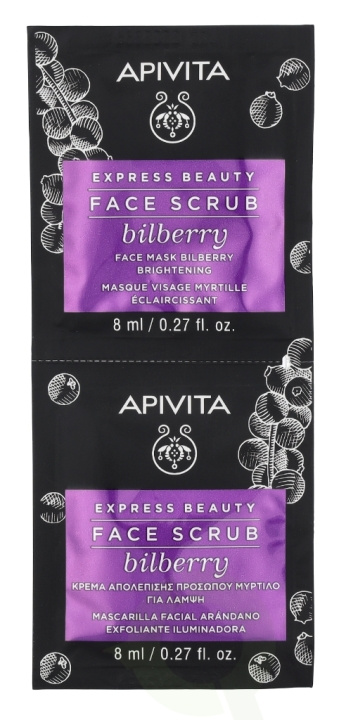 Apivita Express Beauty Face Scrub Set 16 ml 2x8ml - Bilberry in de groep BEAUTY & HEALTH / Huidsverzorging / Gezicht / Schoonmaak bij TP E-commerce Nordic AB (C63430)
