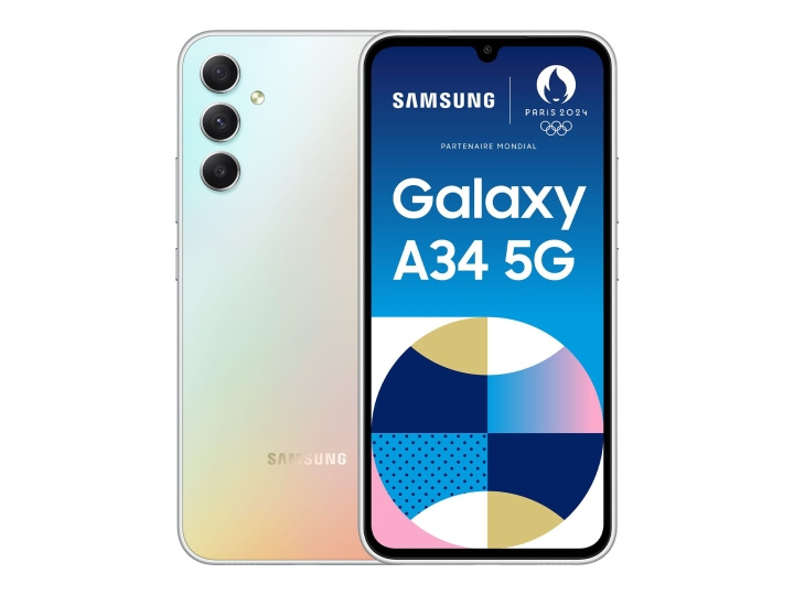 Samsung Galaxy A34 5G 6.6 128GB Silver in de groep SMARTPHONE & TABLETS / Mobiele telefoons & smartphones bij TP E-commerce Nordic AB (C63565)