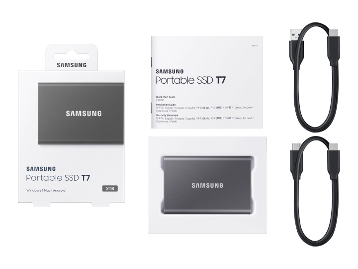 Samsung Portable SSD T7 SSD MU-PC2T0T 2TB USB 3.2 Gen 2 in de groep COMPUTERS & RANDAPPARATUUR / Computeronderdelen / Harde schijven / Koeling bij TP E-commerce Nordic AB (C63756)