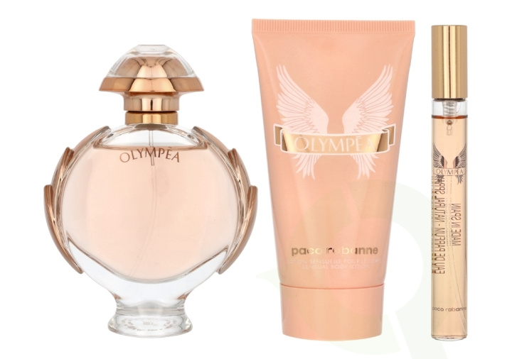 Paco Rabanne Olympea Giftset 135 ml Edp Spray 50ml/Travel Spray 10ml/Body Lotion 75ml in de groep BEAUTY & HEALTH / Cadeausets / Cadeausets voor haar bij TP E-commerce Nordic AB (C64046)