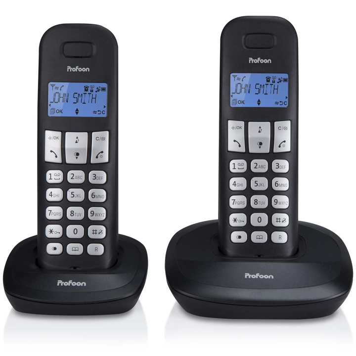 Profoon PDX-1120 DECT-telefoon met 2 handsets zwart in de groep HOME ELECTRONICS / Audio & Beeld / Vaste telefonie / Draadloze telefoons bij TP E-commerce Nordic AB (C64486)
