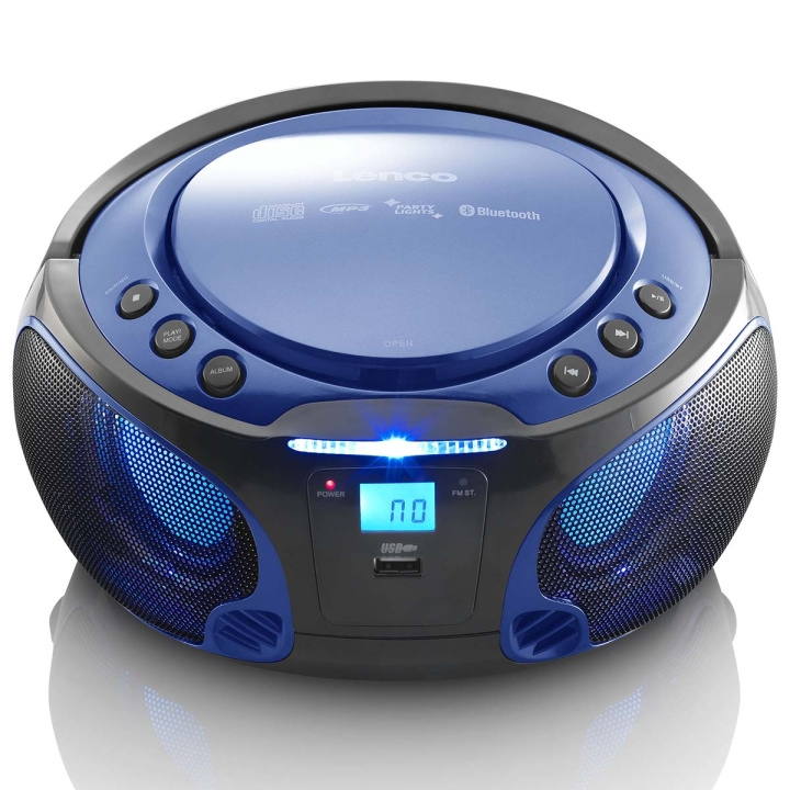 Lenco SCD-550BU Draagbare FM-radio CD/MP3/USB/Bluetooth-speler® met LED-verlichting Blauw in de groep HOME ELECTRONICS / Audio & Beeld / Thuisbioscoop, Hifi en Draagbaar / Draagbare audiospelers bij TP E-commerce Nordic AB (C64492)