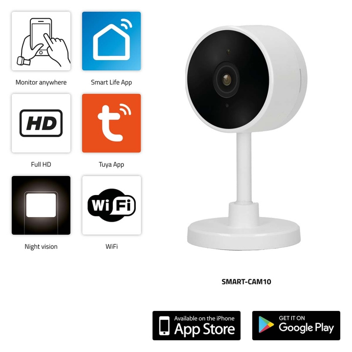 Alecto SMART-CAM10 Smart Wi-Fi camera IP-camera geschikt voor domotica in de groep HUISHOUDEN & TUIN / Alarm & Beveiliging / Beveiligingscamera\'s / Digitaal (netwerk) / Binnencamera\'s bij TP E-commerce Nordic AB (C64498)