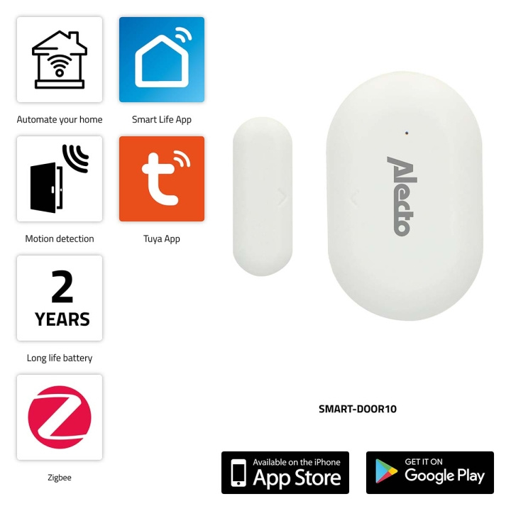 Alecto SMART-DOOR10 Smart Zigbee deur-/raamcontactsensor in de groep HUISHOUDEN & TUIN / Smart home / Slimme sensoren bij TP E-commerce Nordic AB (C64499)
