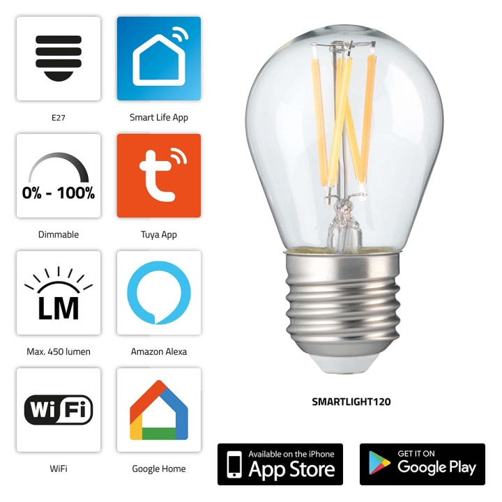 Alecto SMARTLIGHT120 Slimme filament LED-lamp met Wi-Fi in de groep HUISHOUDEN & TUIN / Smart home / Slimme verlichting bij TP E-commerce Nordic AB (C64509)