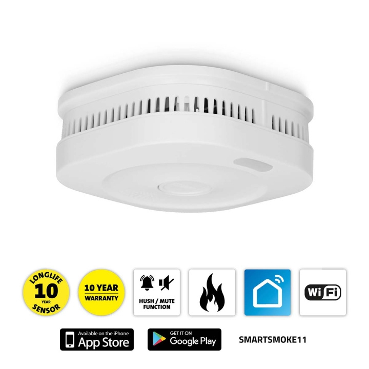 Alecto SMARTSMOKE11 Wi-Fi Slimme rookmelder in de groep HUISHOUDEN & TUIN / Alarm & Beveiliging / Vuur, rook, gas / Rookmelders bij TP E-commerce Nordic AB (C64513)