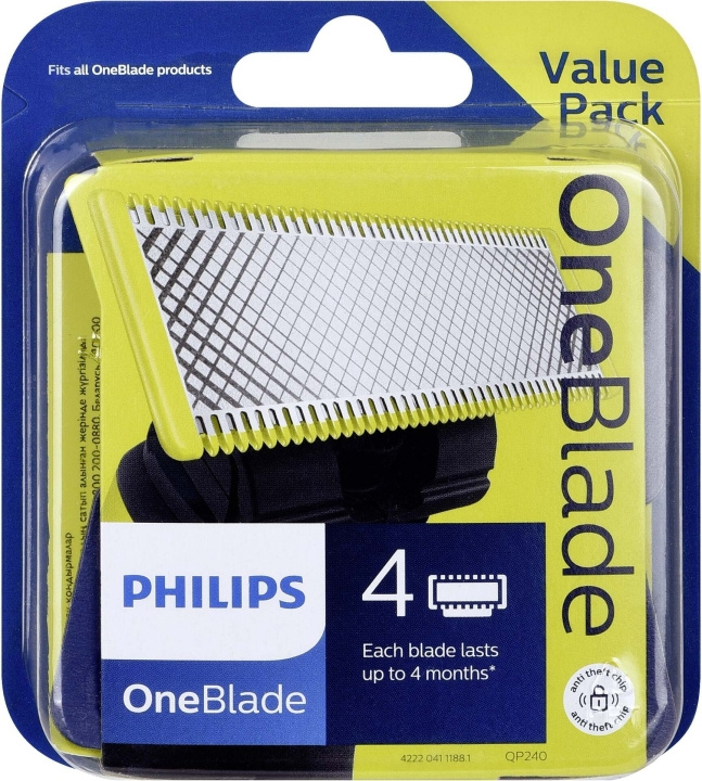 Philips OneBlade QP240/50 replacement blades, 4 pcs in de groep BEAUTY & HEALTH / Haar & Styling / Scheren & Trimmen / Scheermessen & Accessoires bij TP E-commerce Nordic AB (C64858)