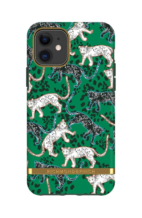 Richmond & Finch iPhone 11 Case, Green Leopard in de groep SMARTPHONE & TABLETS / Mobielbescherming / Apple / Lippenstift / Lipgloss bij TP E-commerce Nordic AB (C64919)