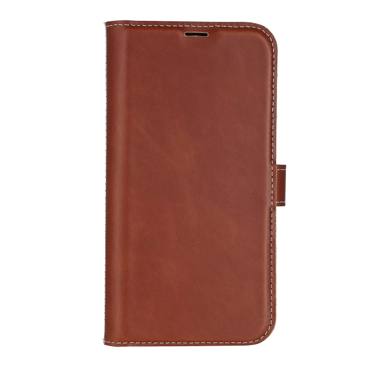 Essentials iPhone 13/14 Leather wallet, detachable,Brown in de groep SMARTPHONE & TABLETS / Mobielbescherming / Apple / iPhone 13 bij TP E-commerce Nordic AB (C65038)