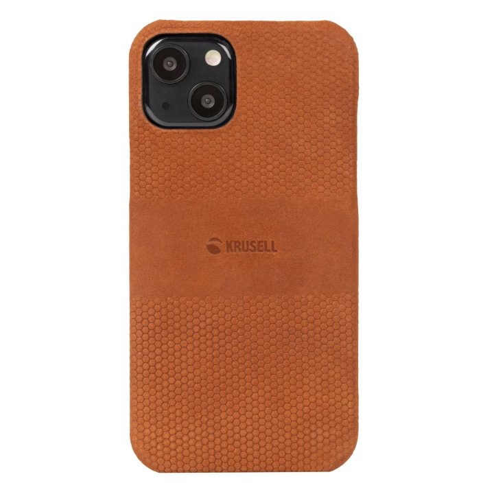 Krusell iPhone 13 Mini Leather Cover, Cognac in de groep SMARTPHONE & TABLETS / Mobielbescherming / Apple / iPhone 13 Mini bij TP E-commerce Nordic AB (C65097)