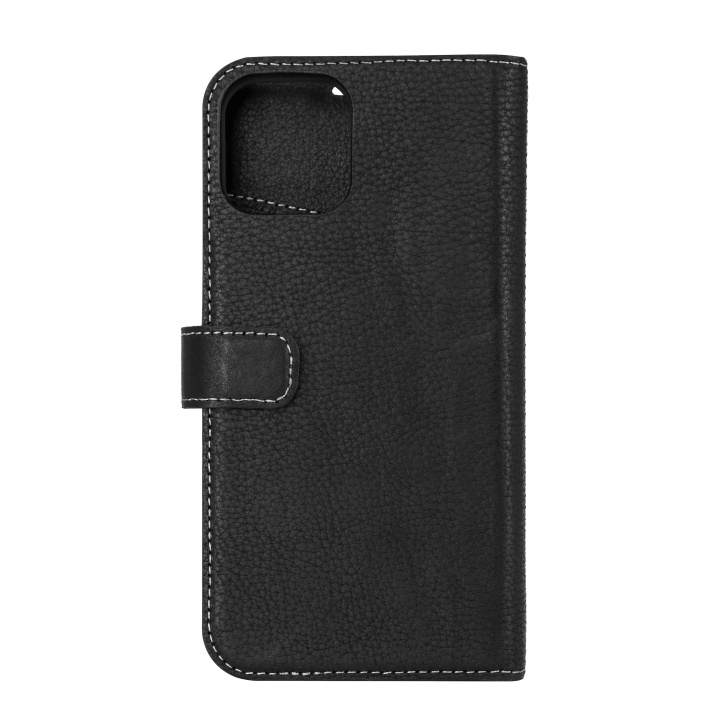 Essentials iPhone 12/12 Pro, Leather wallet,detachable, black in de groep SMARTPHONE & TABLETS / Mobielbescherming / Apple / Hobbykleuren bij TP E-commerce Nordic AB (C65185)