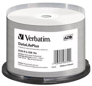 Verbatim DVD-R 16x, 4.7GB/120min, 50-pack spindel, Non ID, Inkjet in de groep HOME ELECTRONICS / Opslagmedia / CD/DVD/BD-schijven / DVD-R bij TP E-commerce Nordic AB (C65235)