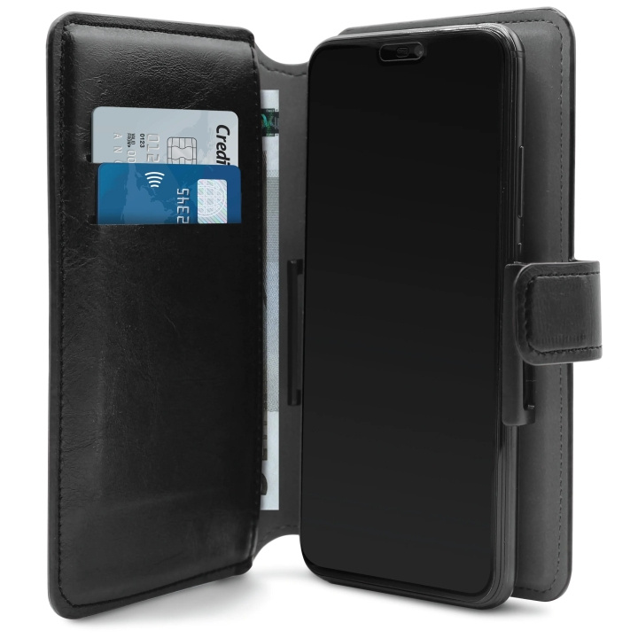 Puro Uni XL Ecoleather Case Adjustable SlideHolder Blk in de groep SMARTPHONE & TABLETS / Mobielbescherming / Universele bescherming / Wallet Case bij TP E-commerce Nordic AB (C65276)