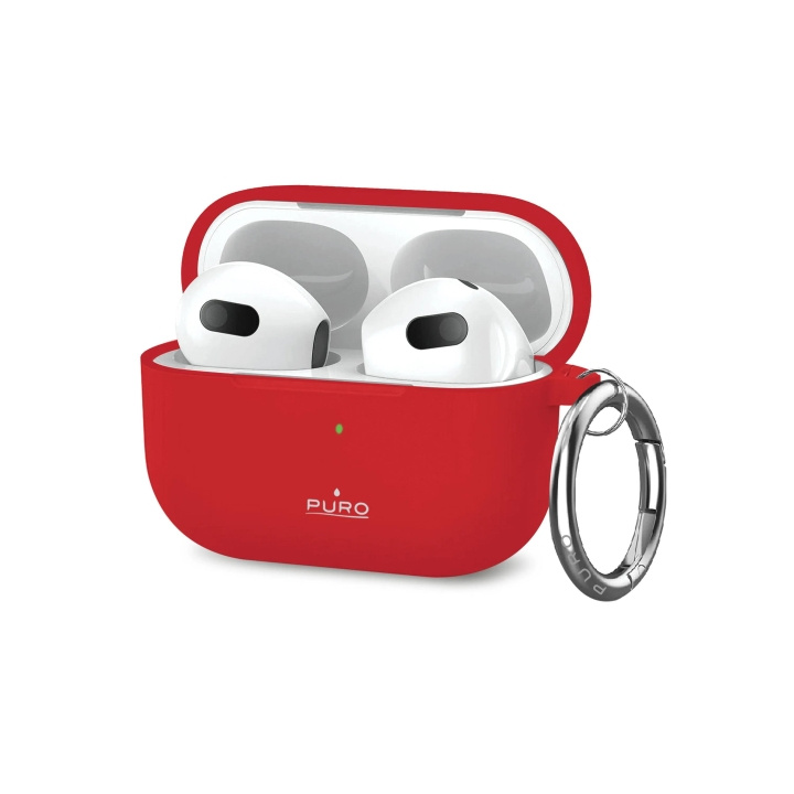 Puro Apple Airpods 3 Icon Case w/hook, Red in de groep HOME ELECTRONICS / Audio & Beeld / Koptelefoon & Accessoires / Accessoires bij TP E-commerce Nordic AB (C65294)