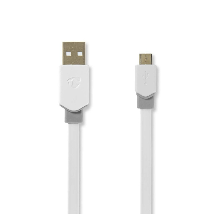 Nedis USB-Kabel | USB 2.0 | USB-A Male | USB Micro-B Male | 480 Mbps | Verguld | 1.00 m | Plat | PVC | Wit | Polybag in de groep SMARTPHONE & TABLETS / Opladers & Kabels / Kabels / Kabels microUSB bij TP E-commerce Nordic AB (C66056)