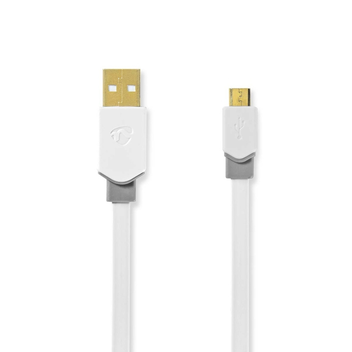 Nedis USB-Kabel | USB 2.0 | USB-A Male | USB Micro-B Male | 480 Mbps | Verguld | 1.00 m | Plat | PVC | Wit | Window Box in de groep SMARTPHONE & TABLETS / Opladers & Kabels / Kabels / Kabels microUSB bij TP E-commerce Nordic AB (C66064)