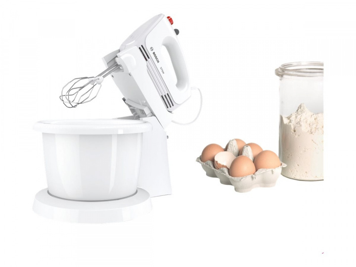 Bosch CleverMixx MFQ2600W Mixer Turbofunctie Wit/Rood in de groep HUISHOUDEN & TUIN / Huishoudelijke apparaten / Keukentools & -apparatuur / Mixers & Blenders bij TP E-commerce Nordic AB (C66522)