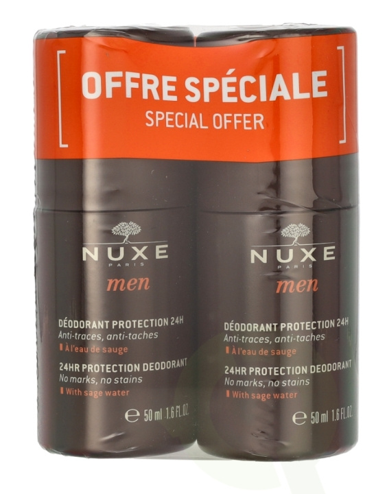 Nuxe Men 24HR Protection Deo Roll-On Duo Set 100 ml 2x50ml in de groep BEAUTY & HEALTH / Geuren & Parfum / Deodorant / Deodorant voor vrouwen bij TP E-commerce Nordic AB (C66927)