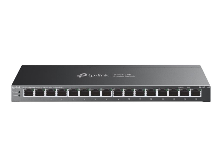 TP-Link TL-SG116P V1 Switch 16-port Gigabit PoE+ in de groep COMPUTERS & RANDAPPARATUUR / Netwerk / Schakelaars bij TP E-commerce Nordic AB (C67159)