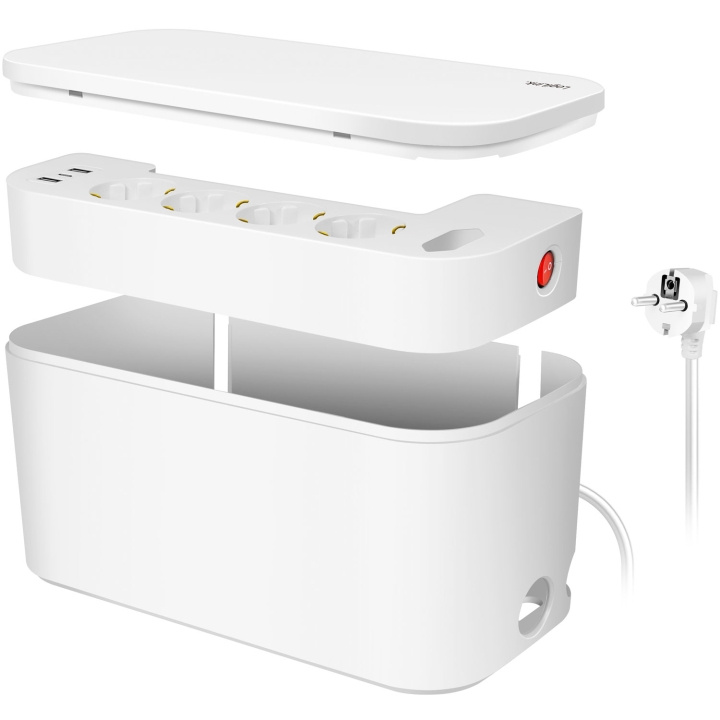LogiLink Cable box - Kabelgömma med grenuttag + USB-A/USB-C-laddning Vit in de groep HOME ELECTRONICS / Kabels & Adapters / Kabelbeheer bij TP E-commerce Nordic AB (C68804)