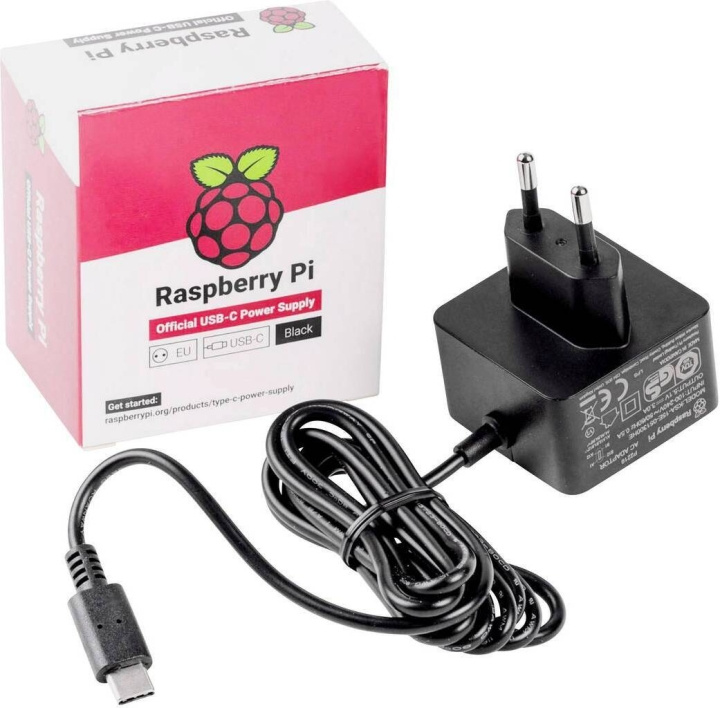 Raspberry Pi 5 B officiële netadapter, 27 W in de groep COMPUTERS & RANDAPPARATUUR / Computeronderdelen / IO-kaart bij TP E-commerce Nordic AB (C69137)