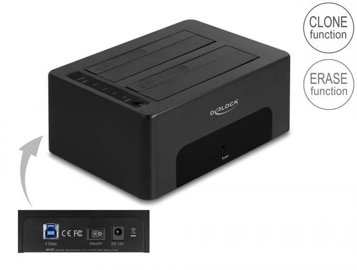 DeLOCK Dual Docking Station for 2 x SATA HDD / SSD in de groep COMPUTERS & RANDAPPARATUUR / Laptops & accessoires / Docking station bij TP E-commerce Nordic AB (C70522)