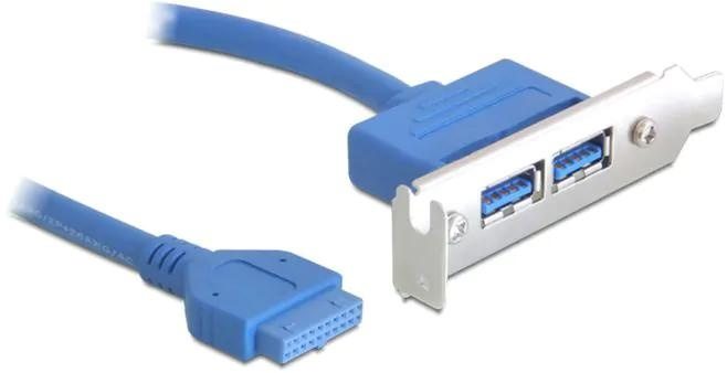 DeLOCK Slot bracket 1x19pin USB 3.0 pin header fe intern>2xUSB 3 in de groep COMPUTERS & RANDAPPARATUUR / Computeronderdelen / USB-kaarten bij TP E-commerce Nordic AB (C70674)