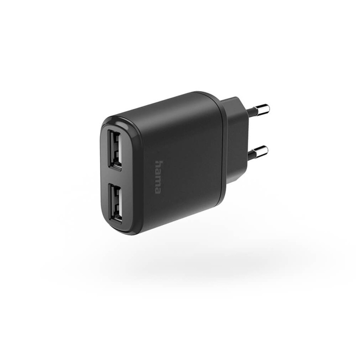 Hama Lader 2xUSB-A 12W Zwart in de groep SMARTPHONE & TABLETS / Opladers & Kabels / Wandoplader / Wandoplader USB bij TP E-commerce Nordic AB (C71156)