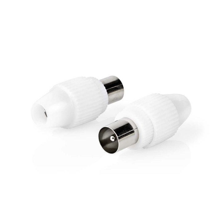 Nedis IEC (Coax) Connector | Recht | Male | Vernikkeld | 75 Ohm | Schroef | Diameter kabelinvoer: 7.0 mm | Metaal / Polyvinylchloride (PVC) | Wit | 2 Stuks | Doos in de groep HOME ELECTRONICS / Kabels & Adapters / Antennekabels & Accessoires / Accessoires bij TP E-commerce Nordic AB (C76683)