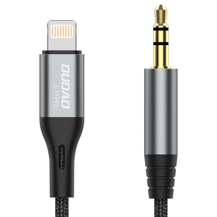 Dudao L11PRO 3.5mm Jack to Lightning cable 1m gray in de groep SMARTPHONE & TABLETS / Opladers & Kabels / Adapters bij TP E-commerce Nordic AB (C77134)