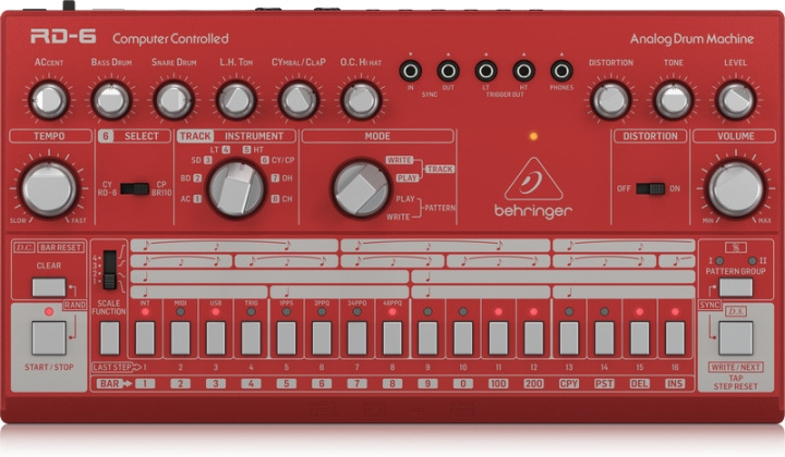 BEHRINGER RD-6 analoge drumcomputer, rood in de groep SPORT, VRIJE TIJD & HOBBY / Hobby / Muziek / Accessoires voor muziekinstrumenten bij TP E-commerce Nordic AB (C78212)