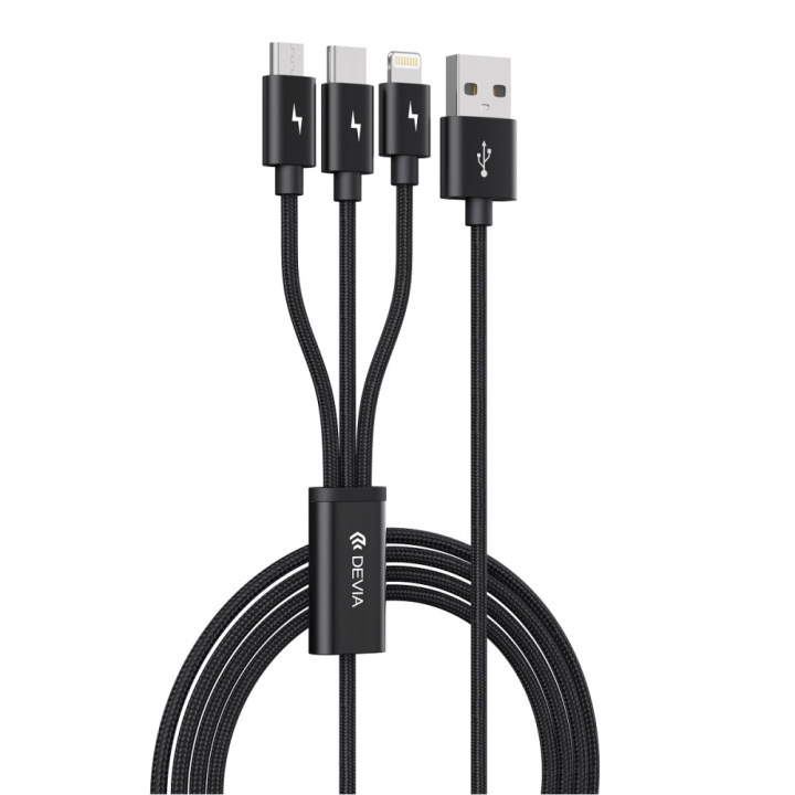 Devia kabel 3in1 Gracious EC048 USB - Lightning + USB-C + MicroUSB 1,2 m 3A zwart in de groep SMARTPHONE & TABLETS / Opladers & Kabels / Kabels / Kabels Lightning bij TP E-commerce Nordic AB (C78602)