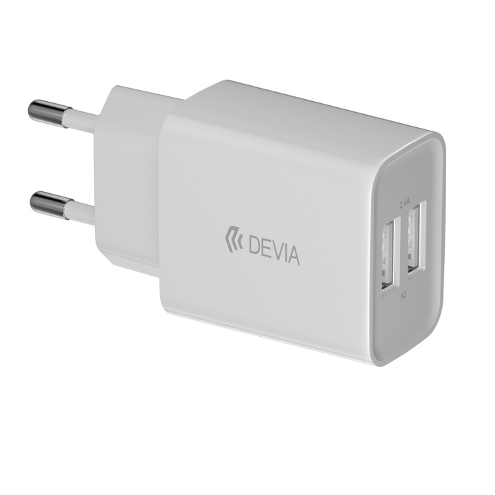 Devia wandoplader Smart 2x USB 2.4A wit in de groep SMARTPHONE & TABLETS / Opladers & Kabels / Wandoplader / Wandoplader USB bij TP E-commerce Nordic AB (C78660)