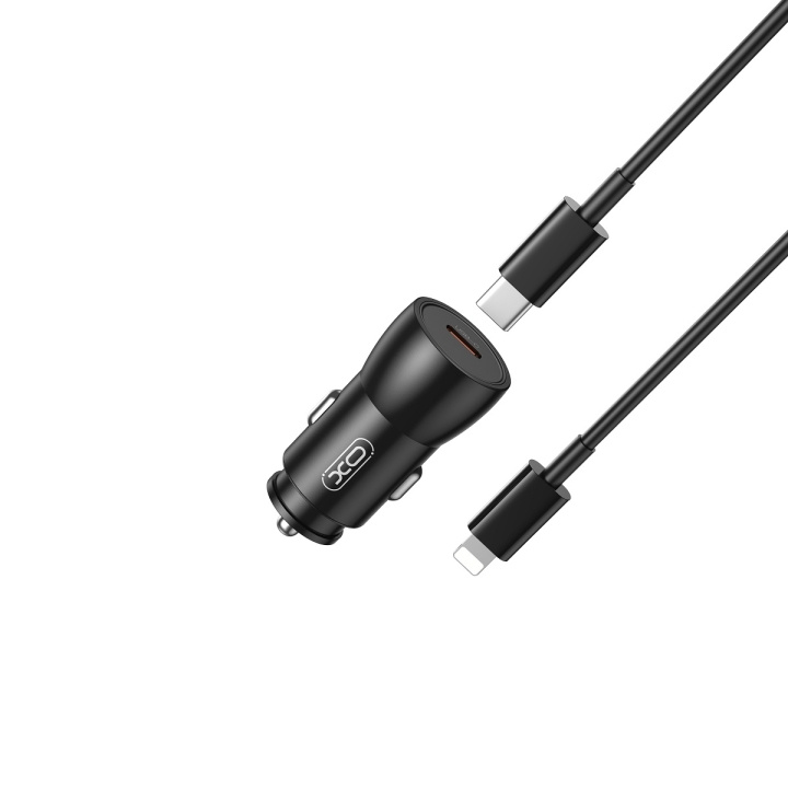 XO billaddare CC57 PD 25W 1x USB-C svart + USB-C - Lightning-kabel in de groep SMARTPHONE & TABLETS / Opladers & Kabels / Autoladers / Autoladers Type-C bij TP E-commerce Nordic AB (C79285)