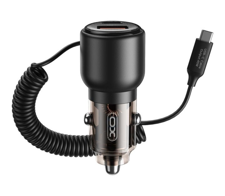 Xo autolader CC59 65W 1x USB 1x USB-C met USB-C kabel + USB-C - USB-C kabel in de groep SMARTPHONE & TABLETS / Opladers & Kabels / Autoladers / Autoladers Type-C bij TP E-commerce Nordic AB (C79307)