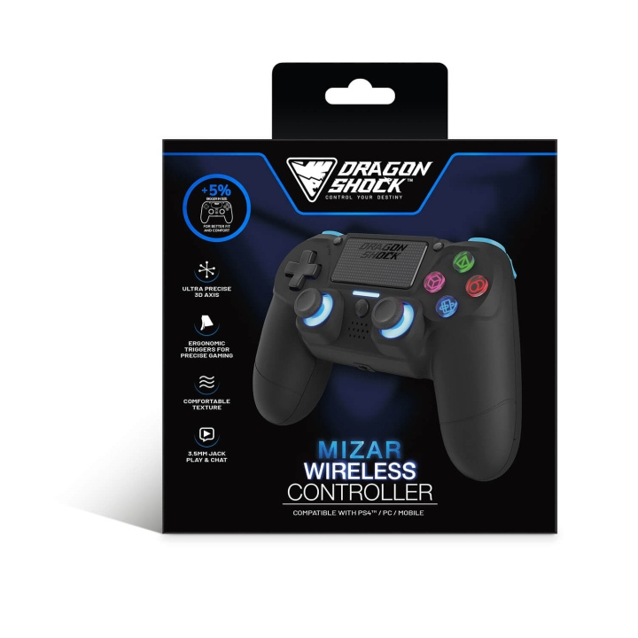 DragonShock Trådlös Kontroll Mizar för PS4 Svart in de groep HOME ELECTRONICS / Spelconsoles en accessoires / Sony PlayStation 4 / Accessoires bij TP E-commerce Nordic AB (C79476)