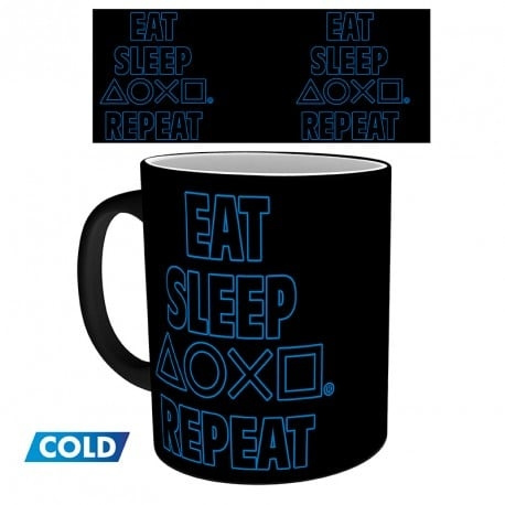 Abysse PLAYSTATION - Mok Heat Change - 320 ml - Eat Sleep Repeat in de groep SPORT, VRIJE TIJD & HOBBY / Leuke dingen / Bekers bij TP E-commerce Nordic AB (C82555)