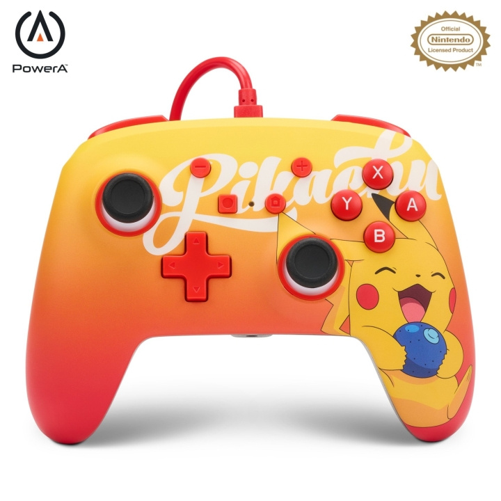 PowerA NSW ENH Bedrade Controller - Oran Berry Pikachu /Nintendo Switch in de groep HOME ELECTRONICS / Spelconsoles en accessoires / Nintendo Switch / Accessoires bij TP E-commerce Nordic AB (C85475)